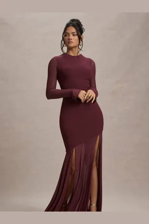 Club L Tigerlily Mesh Long-Sleeve Open Back Maxi Dress40
