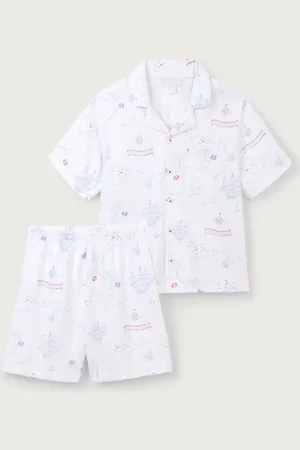 The White Company Relaxed Fit White 100% Cotton Treasure Island Jersey Traditional Short Pyjamas134140cm