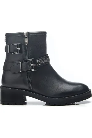 Moda In Pelle Cataner Two Buckle Strap Biker Boots