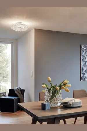 Eglo Clemente Crystal Inspired Glass And Steel Ceiling Lighten