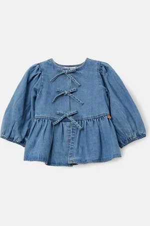 Angel & Rocket Rochelle Denim Peplum Bow 100% Cotton Top8 år ( 128 cm)