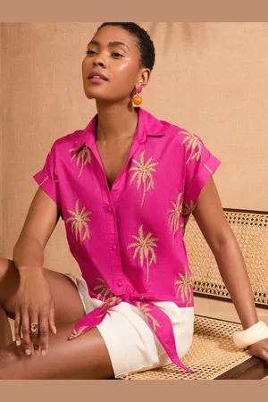 Love & Roses Tie Front Short Sleeve Shirt40
