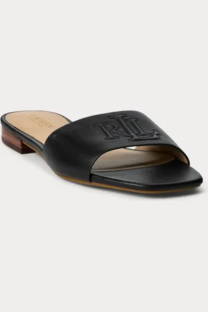 Ralph Lauren Everley Logo Nappa Leather Slide Sandals