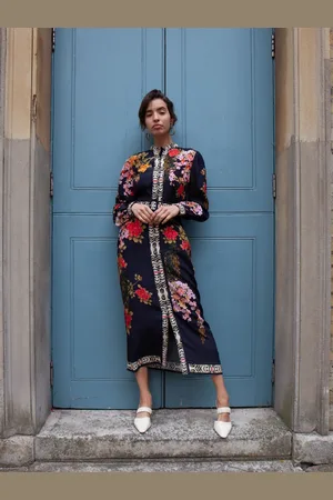 RAISHMA Brenna Floral Long-Sleeved Crepe Dress40