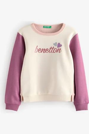 Benetton Girls 100% Cotton Glitter Logo Sweatshirt4 - 5 år (104 - 110cm)