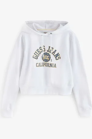 Guess 100% Cotton Varsity Logo Cropped HoodieXL