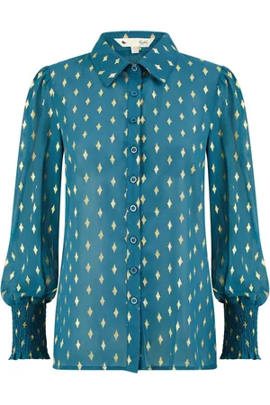 Yumi Diamond Foil Tryk Top Med Ruched Manchet38