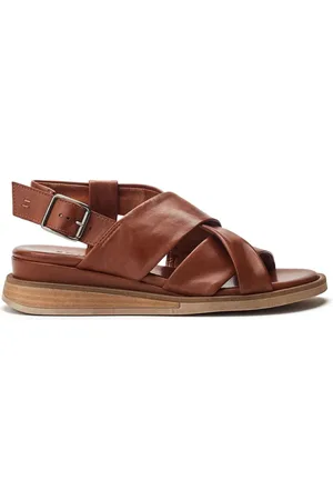 Moda In Pelle Blue Over Soft Cross Strap Leather Sandals On Microwedgeeu38