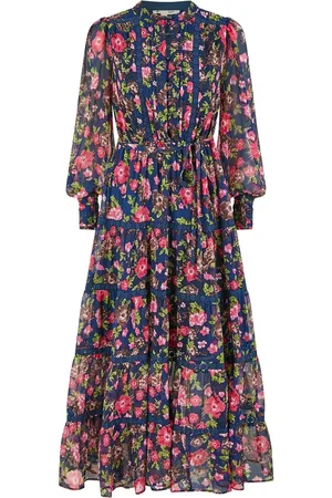 Yumi Blossom Print Maxi Dress With Long Sleeves and Lace Trims40