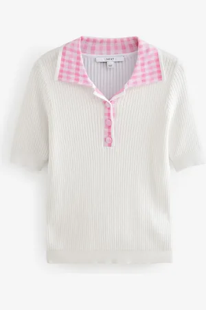 Next Ternet Collared Polo Strikket 100% Bomuld Trøje2XL Reg