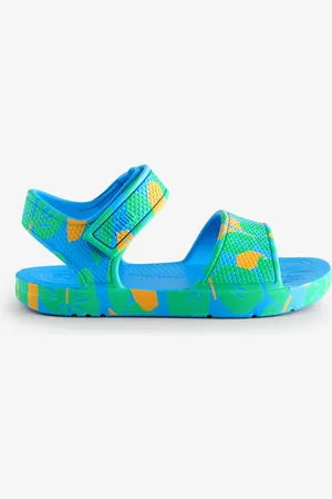 FitFlop Kids Toddler Blue Iqushion Leaf Print Sandalseu28uk10
