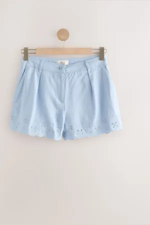 Next Scalloped Hem Embroidered Linen Rich Shorts