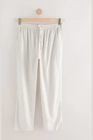 Next Linen Cotton Elasticated Waist Drawstring Trousers34s