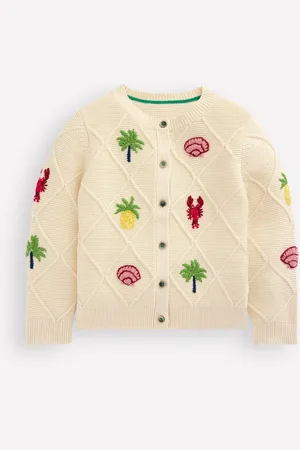 Boden Broderet Pointelle 100% Bomuld Cardigan104110cm