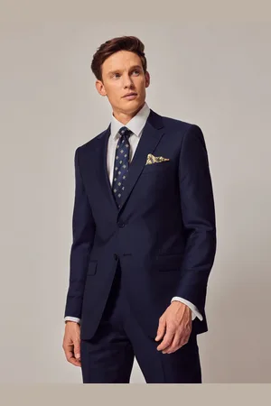 Hawes & Curtis Slim Blå Twill Jakkesæt Jakke54 Regular (UK 44 R)