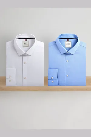 Next Easy Care Textured Slim Fit Single Cuff Shirts 2 Pack36cm R (UK 14 R)