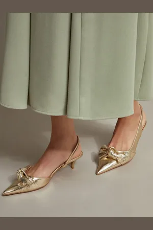 Monsoon Bronte Metallic Bow Slingback Kitten Heelseu41