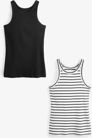 Next Høj hals Ribbet Racer Vest Toppe 2 Pakke34