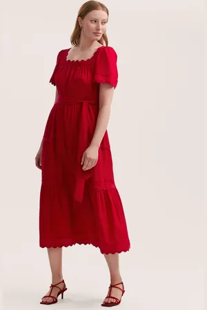 Finery London Corina Cotton Ric Rac Detail Tiered Midi Dress44