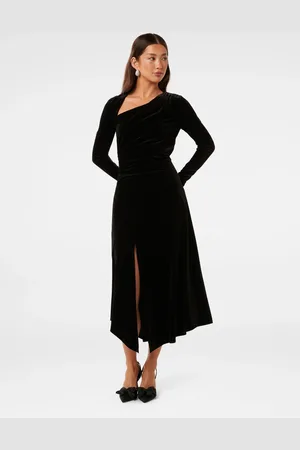 Forever New Sawyer Asymmetrical Velvet Kjole38
