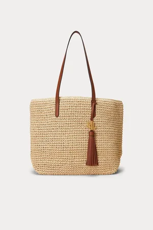 Ralph Lauren Raffia Logo 100% Cotton Tan Brown Bagen