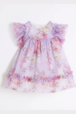 River Island Baby Girls Rose Printed Mesh 100% Cotton Dress5662cm