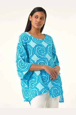 Roman 100% Cotton Spiral Print Asymmetric Tunic Topmedium