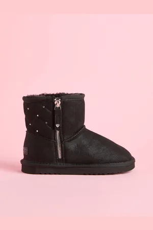 Lipsy London Side Zip Quilted Panel Faux Fur Suede Lined Ultra Soft Bootie