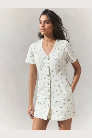 Next V-hals 100% Bomuld Denim Kjolemedium