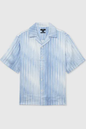 Reiss Mendosa Faded-Stripe Cuban-Collar Shirtxsmall