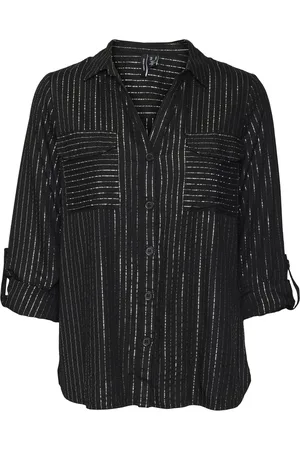 VERO MODA Long Sleeve Sparkle Thread Striped Shirt36