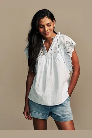 Laura Ashley Seersucker Broderi 100% bomuldsbluse34