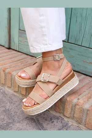 Linzi Autumn Strappy Flatform Sandals With Buckle Detaileu38