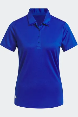 adidas Womens Blue Solid Performance Short Sleeve Polo ShirtS Reg