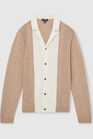 Reiss Poland Wool Colourblock Knitted ShirtL