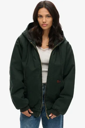 Superdry Oversized Surplus Med hætte 100% Bomuld Bomber Jakke42-44