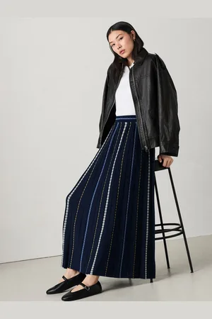 Next Embroidered Detail Pleated Knitted Midi SkirtS Reg