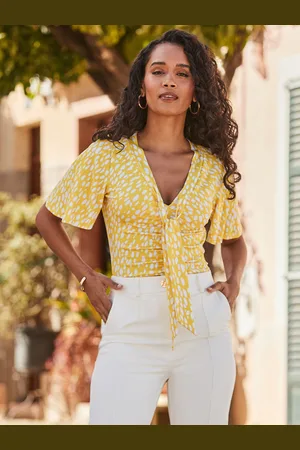 Sosandar Tryk Ruched Detail Slips Neck Jersey Top44