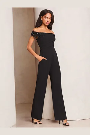 Lipsy London Embelished 3D Floral Trim Bardot Jumpsuit40