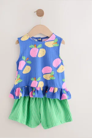 Next Peplum 100% bomuldsvest og shortssæt (3mdr.-7år)8086cm