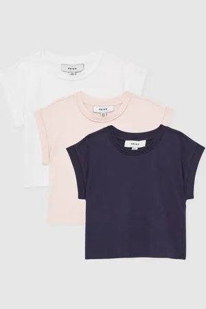Reiss Terry 3 Pack Cotton-Jersey Cropped T-Shirt 3 Pack7-8 år