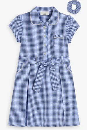 Next 100% Cotton Rich Med bælte School Kjole With Scrunchie (3-14år)8 år ( 128 cm)