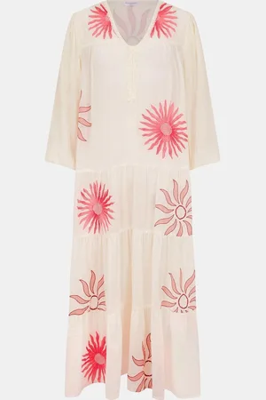 Accessorize Sun Embroidered Long-Sleeve Maxi 100% Cotton DressMiddel