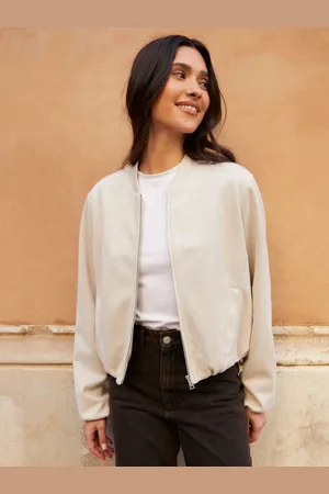 Threadbare Bubble Hem Suedette Bomber Jakke42