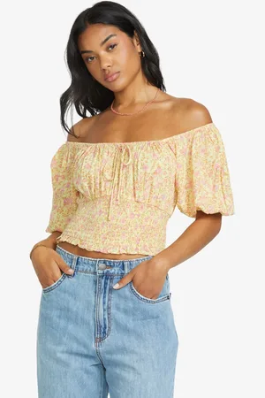 Billabong Sunspell Gul Wish Away Bardot Summer Blomster TopS 8