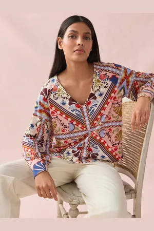 Next Langærmet jerseybluse med V-hals