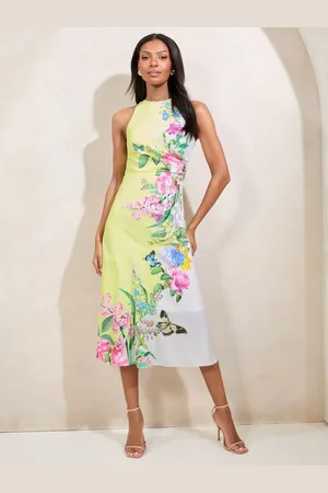 Lipsy London Blomster Meadow Printet Snøre Fit And Flare Midi Kjole44