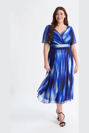 Scarlett & Jo Victoria Blomster Tryk Angel Sleeve Mesh Midi Long Kjole50