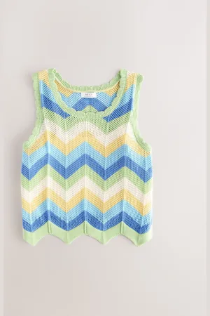 Next Zigzag Crochet 100% Cotton Vest (3-16yrs)166168cm