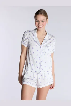 Boux Avenue Luxe Satin Floral Print Short White Pyjamas Set42